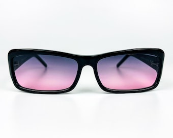 Fendi Vintage 90s Sunglasses – Black Acetate Frame, Purple Gradient Lenses – Made in Italy – NOS