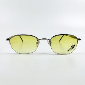 Vintage Sunglasses – 90s NOS Retro Small Glasses – Silver Frame – Green Gradient Lenses – Woman & Man Eyewear – Made in Italy