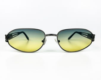 Vintage Genny Oval Sunglasses: 90s Metal Frame, Green Lenses  display picture 3