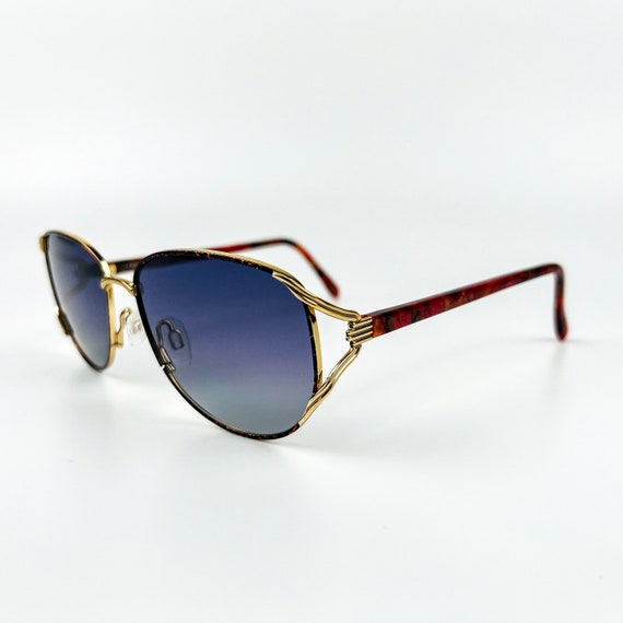70s Marcolin Vintage Sunglasses: Gold Metal Frame, Brown Lenses