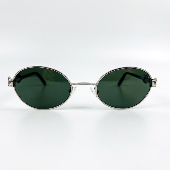 90s Vintage Sunglasses: Small Silver Metal Frame, Smoke  display picture 1