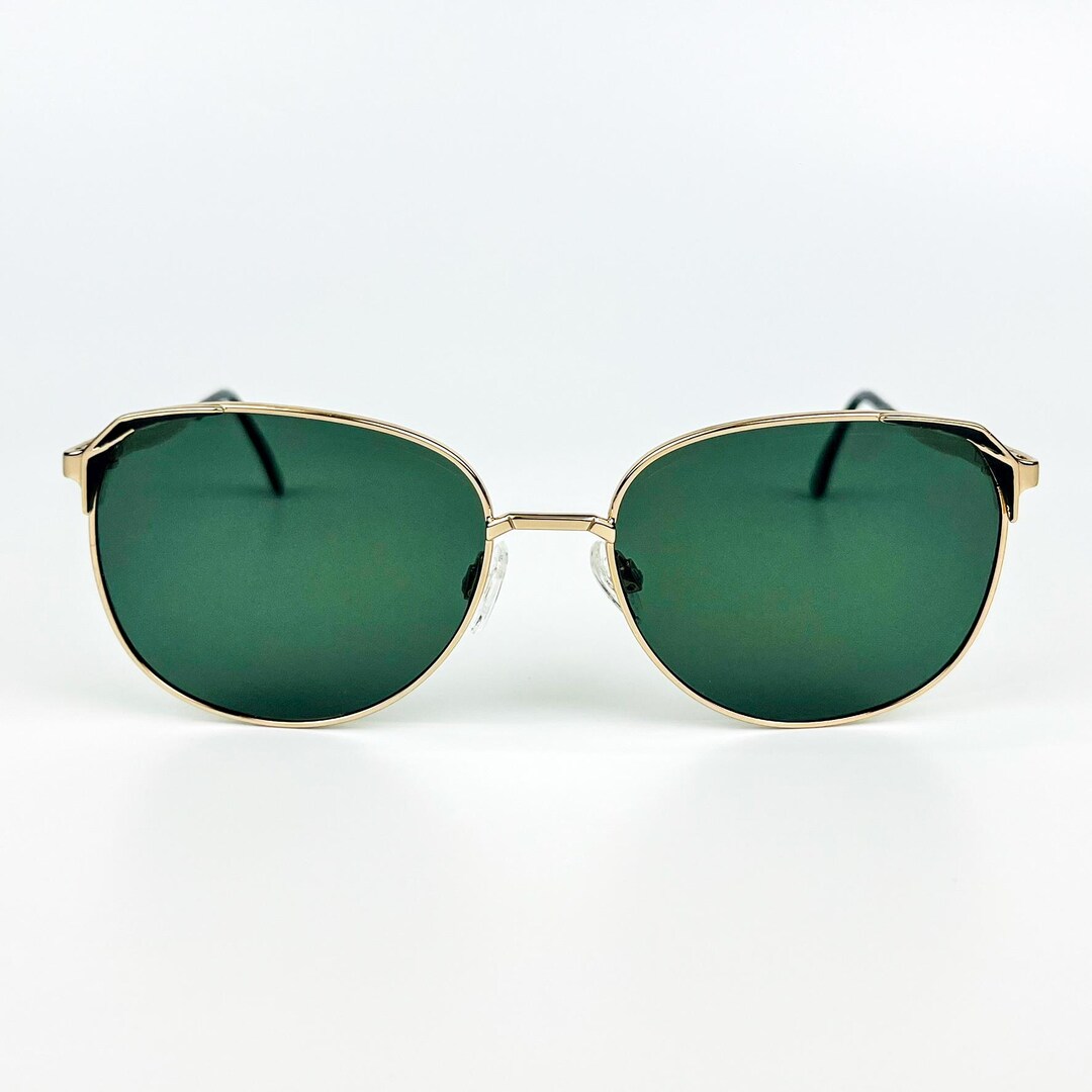 Vintage 80s Sunglasses: Gold Metal Frame, Green Polarized  display picture 2