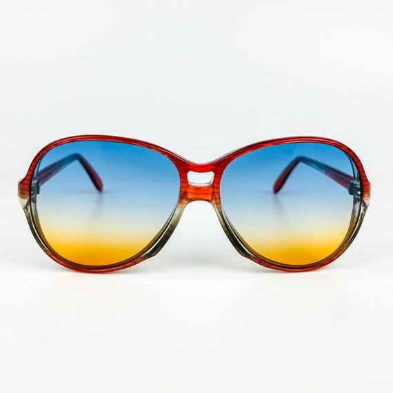 1980’s RODENSTOCK Clear Aviator Sunglasses w/ Red & Blue Brow,‎ Made in Germany 1980 main image 3