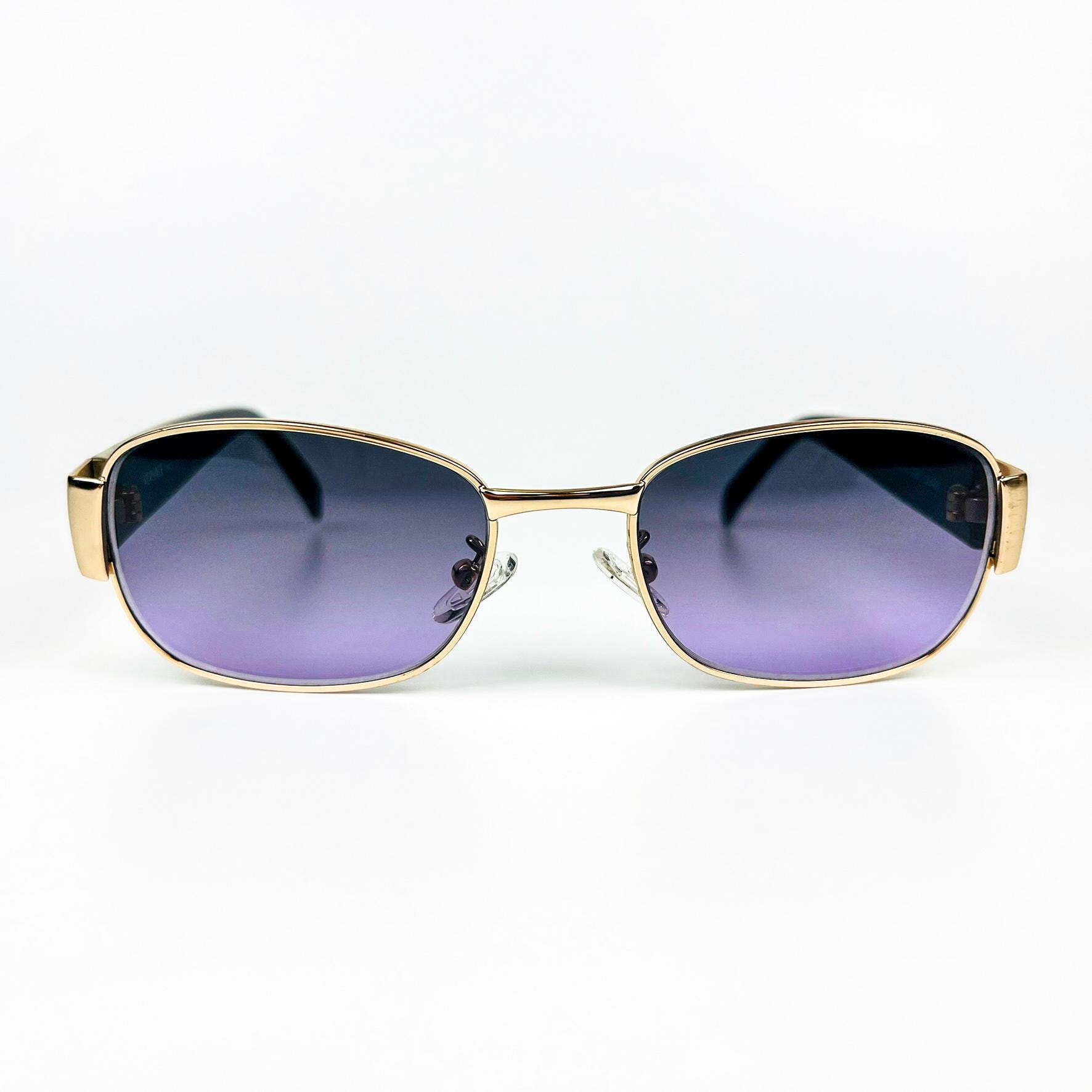 Versace Vintage 2000s Sunglasses – Gold Metal Frame, Purple 