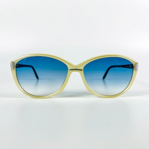 Óculos de sol vintage Rodenstock: armação de acetato NOS Off-White dos anos 80, lentes degradê azul