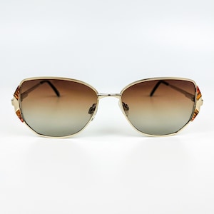 Vintage Sunglasses – 80s NOS Small Retro Gold Frame & Brown Gradient Lenses – Woman Eyewear – Made in Italy
