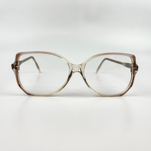 Vintage Glasses – 80s Retro Glasses – NOS Clear Acetate Frame & Blue-Light Blocking Lenses – Preppy Designer Eyewear – Made in Italy