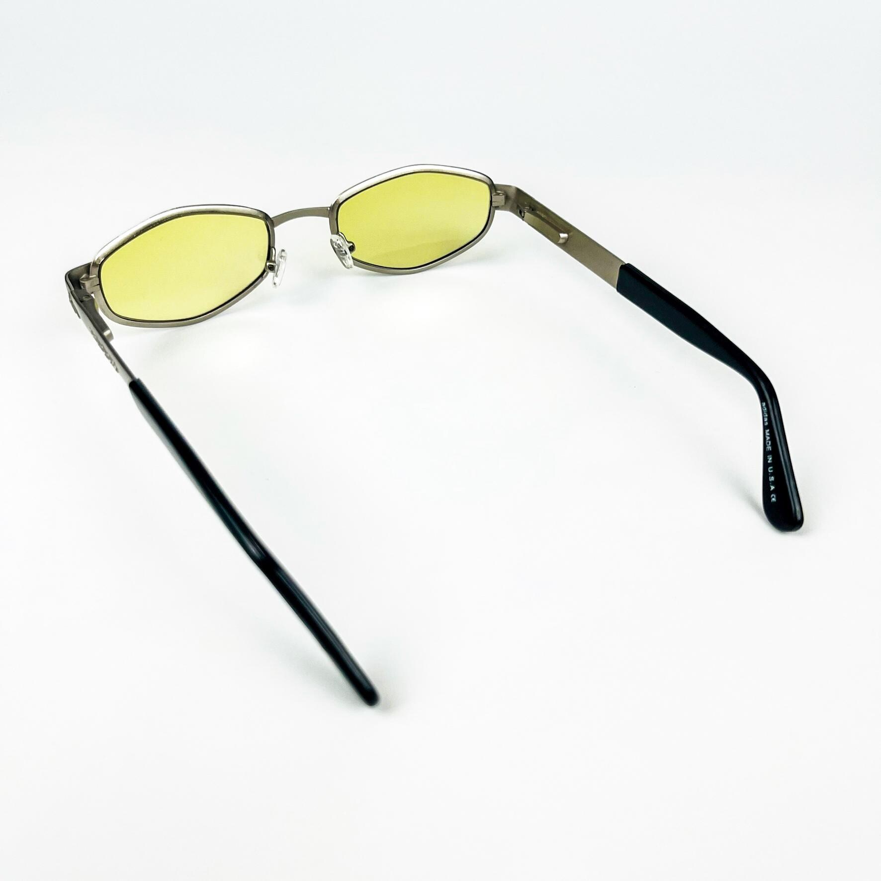 Adidas Vintage 90s Sunglasses, Silver Metal Frame, Green Lenses 