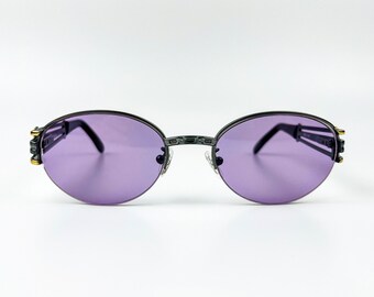 90s Yanks Sunglasses: Matte Silver-Gold Frame, Purple Lens - Made in Italy