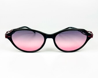 Gafas de sol vintage – Gafas retro de los 2000 – Montura de acetato negro y lentes degradadas moradas – Fabricadas en Alemania