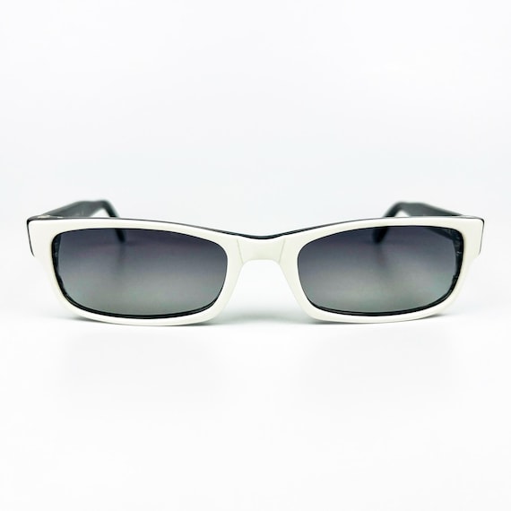 Vintage 90s Sunglasses - White Acetate Frame, Black Gradient  display picture 1
