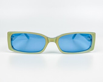 90s Karl Wagner Sunglasses: Mint Green Frame, Blue Polarized