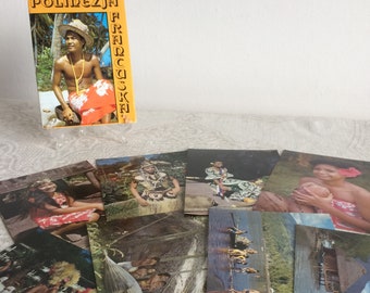Vintage Postcards French Polynesia | 1979 Polish Edition | Set of 9 Photo Cards | Tropical Islands | Travel Ephemera | Ocean Views