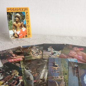 Postales antiguas de la Polinesia Francesa / Edición polaca de 1979 / Conjunto de 9 tarjetas fotográficas / Islas tropicales / Recuerdos de viaje / Vistas al océano