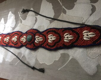 Handmade Beaded Belt – Cowrie Shell Belt – Ethnic Tribal  display picture 3