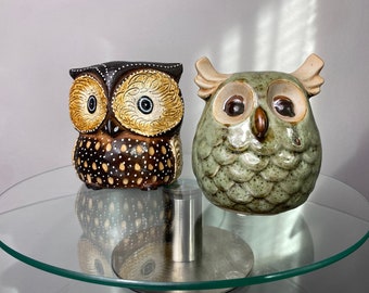 ミッドセンチュリーの手作り陶器製フクロウ：英国製、コレクターズ