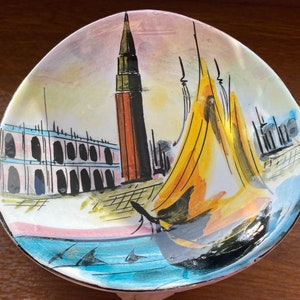 Hand Painted Venezia Plate | Venice Italy Wall Decor | Piazza San Marco Ceramic Plate | Italian Souvenir Vintage Plate