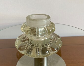 Antique Heavy Glass Inkwell | Old Square Ink Bottle | Collectible Writing Desk Accessory