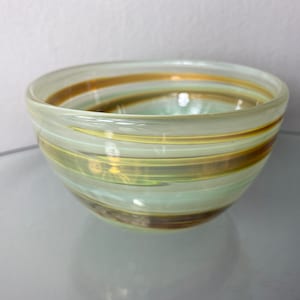 Hand Blown Glass Art Bowl | Signed Topglass | Studio Glass Centerpiece | Modern Decorative Bowl | Artisan Glassware