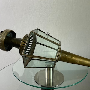 Vintage Buggy Carriage Lantern – Antique Kerosene Oil Lamp – Rustic Farmhouse Decor – Metal Glass Lamp – Old Lantern Home Decor