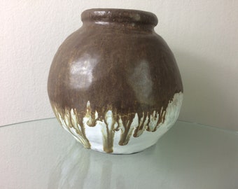 Vintage Studio Keramik Vase handgefertigt signiert 1982 glasierte Keramik Handwerker Mid Century Style