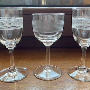 Set of 3 Antique Shot Glasses Sherry Liquor Glass Vintage Collectible Different Sizes