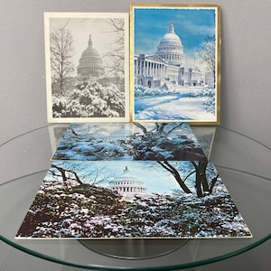 Conjunto de 4 cartões postais vintage – Capitólio de Washington, década de 1970 – Congressista Henry Helstoski – Boas festas