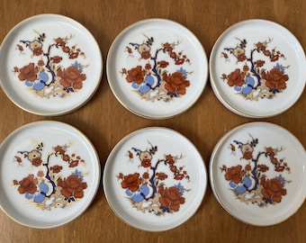 Set of 6 Vintage Plates | Bareuther Waldsassen Bavaria Germany | Porcelain Dinnerware | Floral Tableware | German China Set