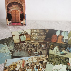 Jeu de cartes postales vintage Inde | 1981 Édition polonaise | Jeu de 9 cartes photo | Paysage indien | Éphémères de voyage de l'ère soviétique