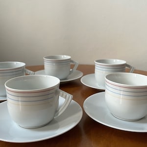 Bareuther Bavaria Vintage Tea Set 5 Cups & 5 Plates W. Germany Porcelain Collectible