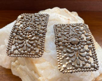 Hebillas antiguas francesas para zapatos – Marcasita de acero con corte Reyco – Fabricadas en Francia – Accesorios de joyería vintage