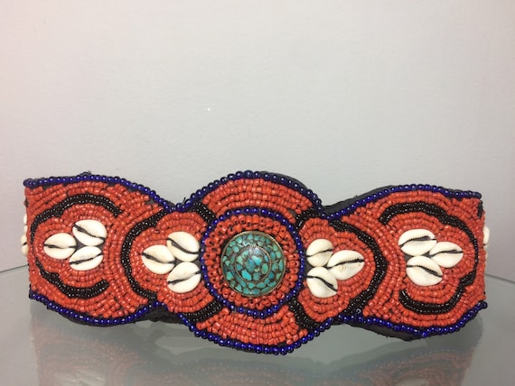 Handmade Beaded Belt – Cowrie Shell Belt – Ethnic Tribal  display picture 1