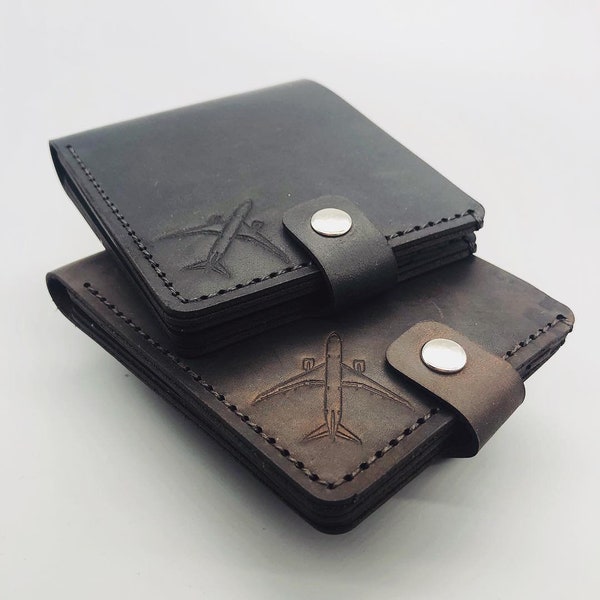 Leather Pilot Wallet Etsy