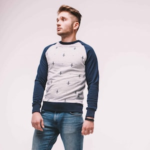 Aviation sweatshirt with embroidered planes, Aircraft, Aviation gift, Present for pilot, Gift for flight attendant, Sweater with airplanes