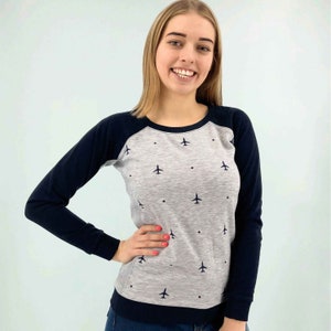 Aviation sweatshirt with embroidered airplanes, Aircrafts,  Aviation gift, Present for pilot, Gift for flight attendant, Gray Sweatshirt