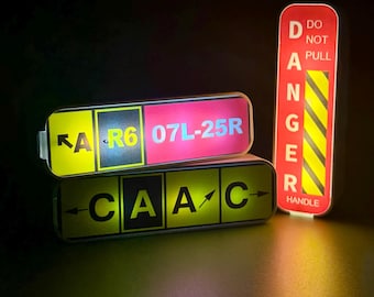 Airport Taxiway Sign Night Light Magnet, Runway Light Decor, Danger, Room Lamp, Captain Gift, CAAC, Refrigerator Magnet
