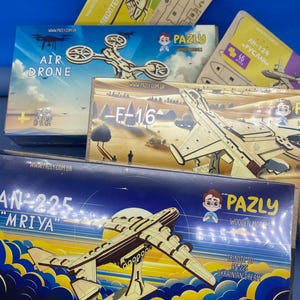 Wooden Constructor An225 Mriya, F16, Helicopter, Antonov An-124 Ruslan, No Glue Constructor, Craft 3D Puzzle, Antonov, Realistic Plane