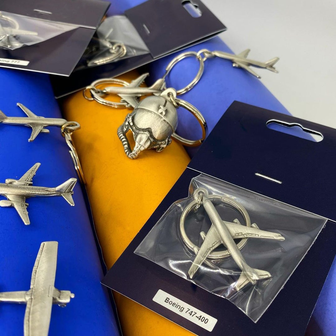 Airplane Keychain, Metal Keychain With Plane, Helmet Keychain, Boeing
