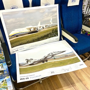 Aviation Poster Antonov 225, Aviation Poster Mig-29, Aviation Poster, Aircraft, Airplane Mig29, An225
