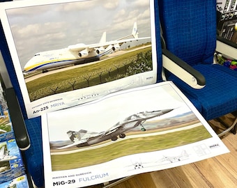 Aviation Poster Antonov 225, Aviation Poster Mig-29, Aviation Poster, Aircraft, Airplane Mig29, An225