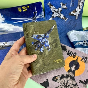 Passport Cover, Su-27, Su-24, MI-8, MIL-8, Su-25, Mig-29, Military aircraft, Gift for pilot, Ukrainian Air Force, Flanker, Fencer, Fulcrum