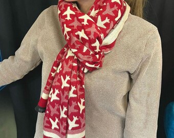 Winter Scarf With Airplanes, Warm Scarf, Unisex, Knit Scarf, Scarf