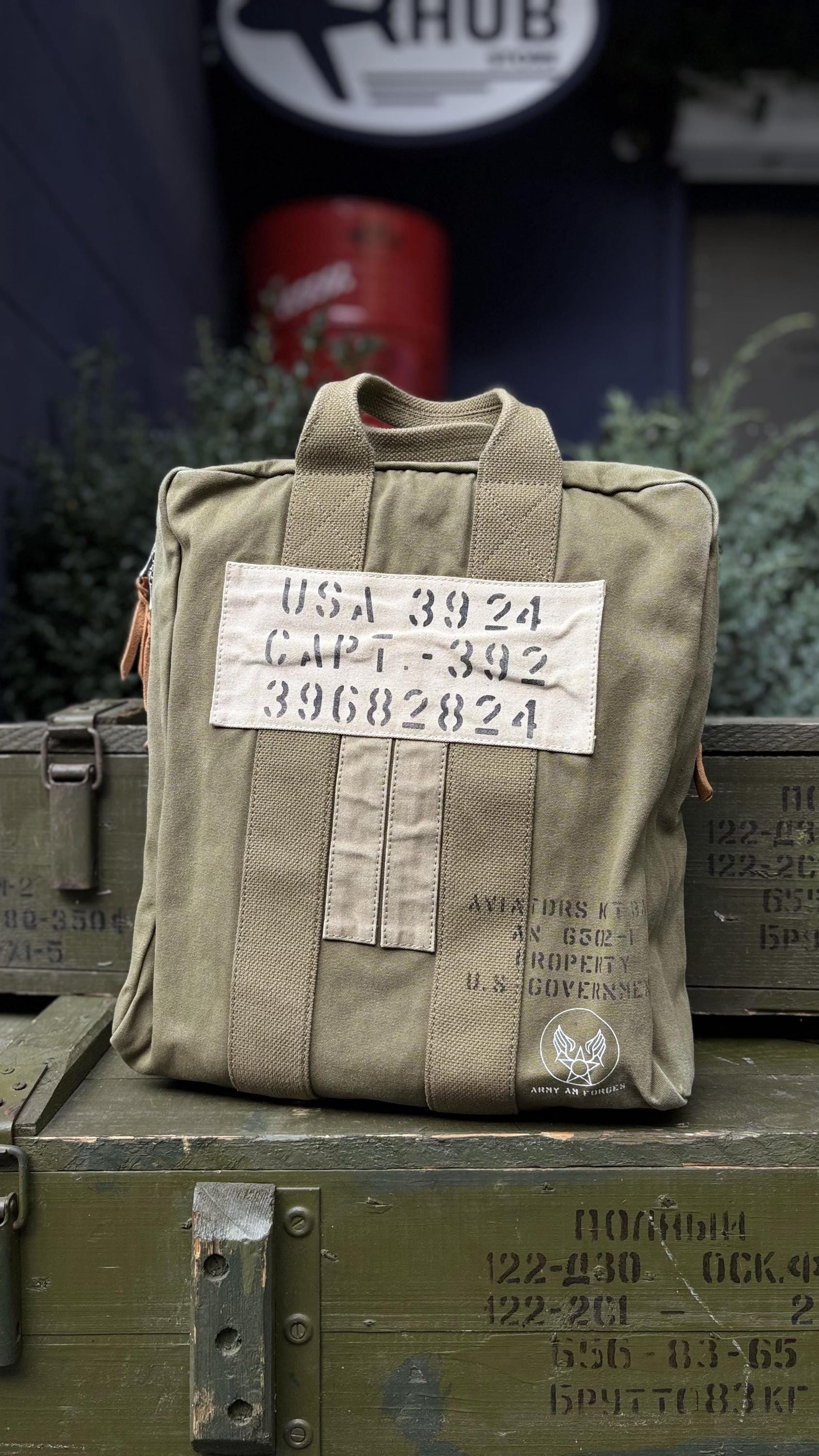 WWII Aviator Kit Bag, Aviation Canvas Bag, Military Shoulder Tote