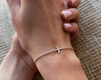 Pulsera de avión, joyería de aviación, avión, gifs para pilotos, amantes de los viajes, pulsera de avión, para amantes de la aviación, joyería de plata