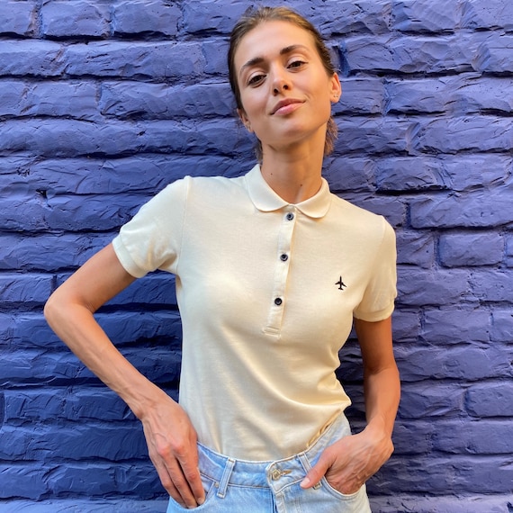 Minimalistic Polo With Plane Female Clothes With Airplane Polo With Plane Cotton Blue Polo Gray Polo Pink Polo Creamy Polo Etsy Canada