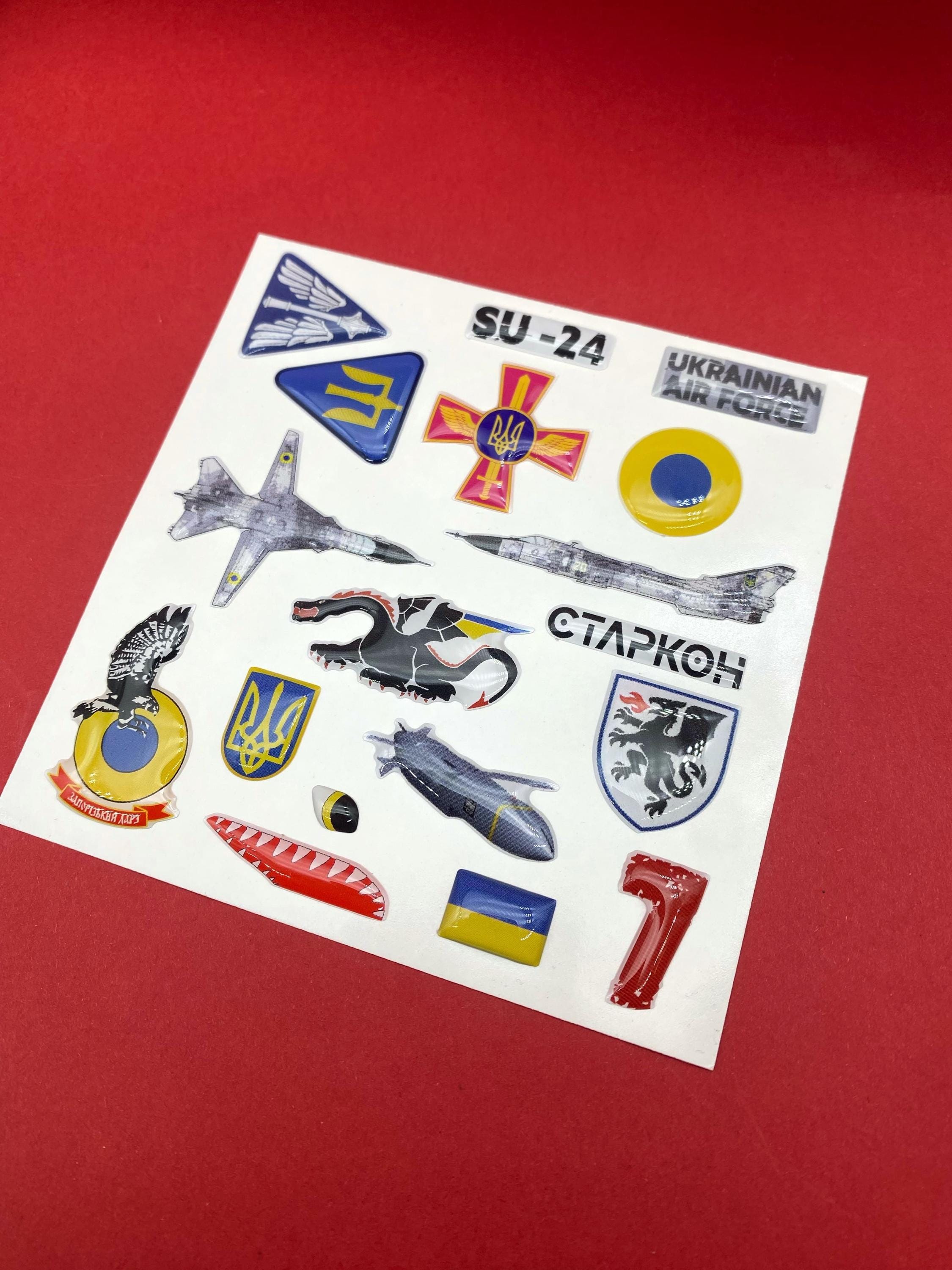Ukrainian Air Force Sticker Pack, Fighter Jet, F-16, Su-27, Mig-29, Su ...