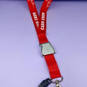Lanyard Cabin Crew Seat Belt Buckle, RED Lanyard, Thick Lanyard, Gift for pilot, Gift for Flight Attendant, AvGeek, Cabin Crew