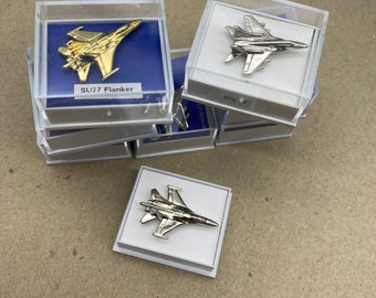 Militärflugzeug-Pins, MiG-29 Pin, Sukhoi, Su-25, Su-27, SU-24, F-16, Pin In Box, Metallabzeichen, USAF, Fighting Falcon, Ukraine Air Force