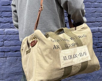 WWII Aviator Kit Bag, Aviation Canvas Bag, Military Shoulder Tote