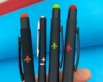 Caneta de avião, Presente para piloto, Caneta com avião, Caneta com stylus, Melhor presente, Presente para ele, Aeroporto, Viagem, Caneta de aviação, Avião simples
